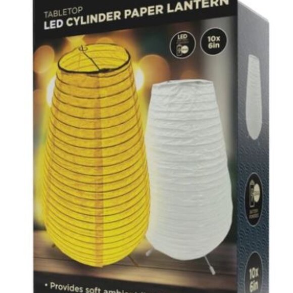 NEW~10" x 6" Tabletop LED Cylinder Paper Lantern Battery-Operated - Picture 1 of 4